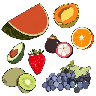 手绘水果色块插图 手绘水果色块插图