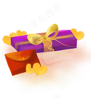 情人节礼物盒和心