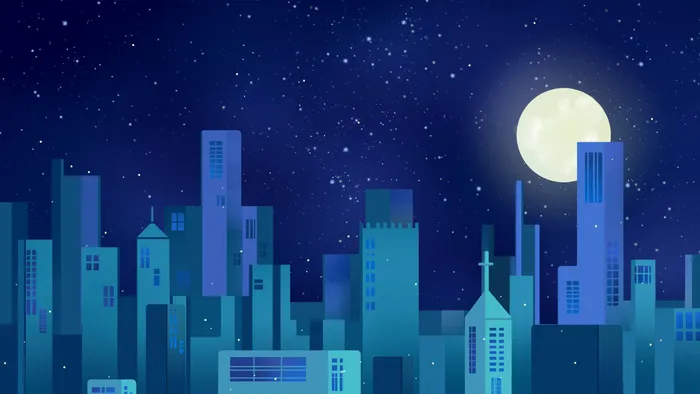 唯美卡通扁平蓝色环保夜晚地球一小时