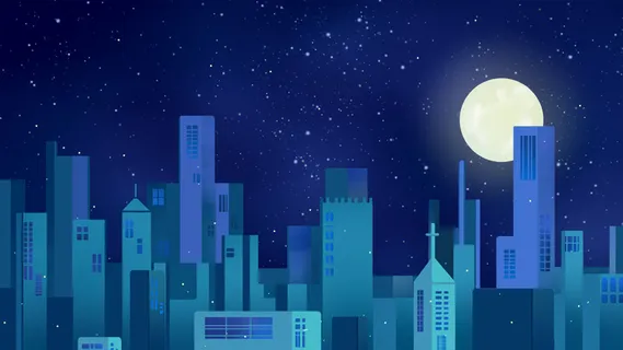 唯美卡通扁平蓝色环保夜晚地球一小时 唯美卡通扁平蓝色环保夜晚地球一小时