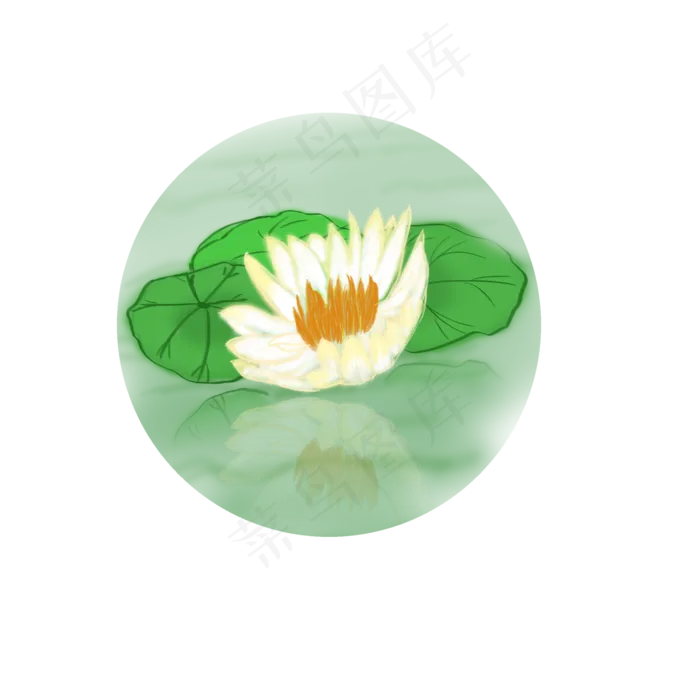 手绘荷花清新睡莲手账素材白色商(2000X2000(DPI:300))psd模版下载