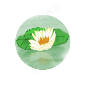 手绘荷花清新睡莲手账素材白色商