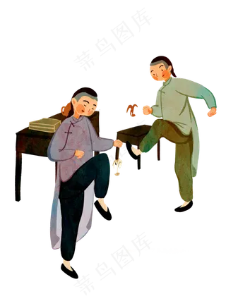 市井清朝踢毽子中古风运动