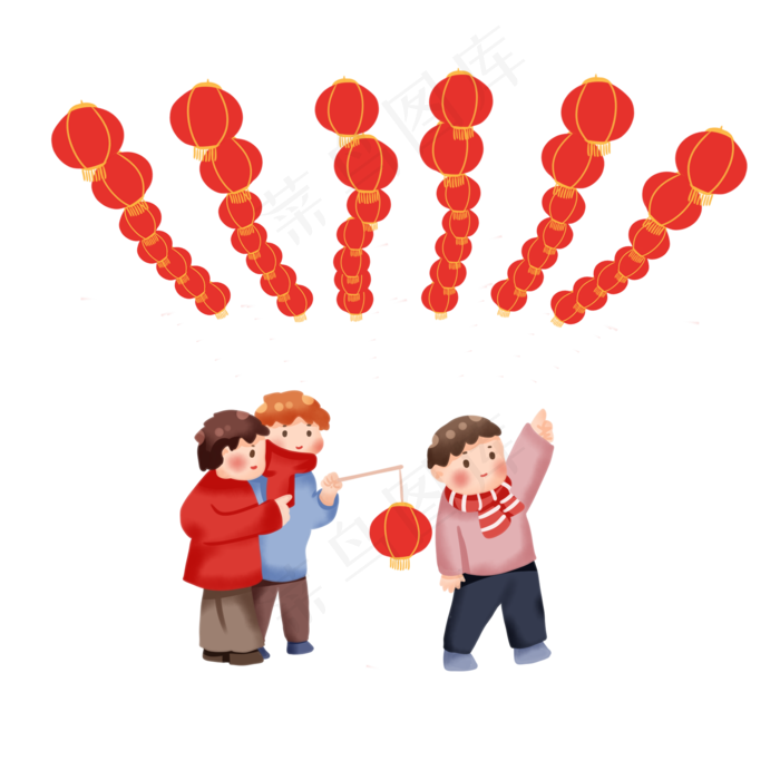 鼠年新年逛灯会赏灯,免抠元素(2000X2000(DPI:300))psd模版下载