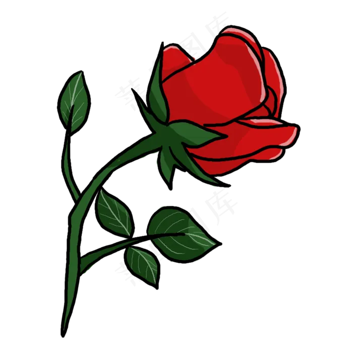 七夕节红色手绘卡通玫瑰花(2000X2000(DPI:300))psd模版下载