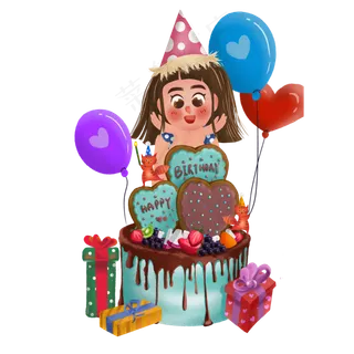 手绘儿童节漂亮女孩免抠图