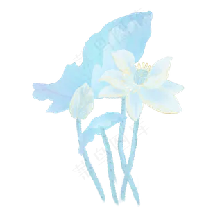 手绘中国风荷花水墨画PNG素材