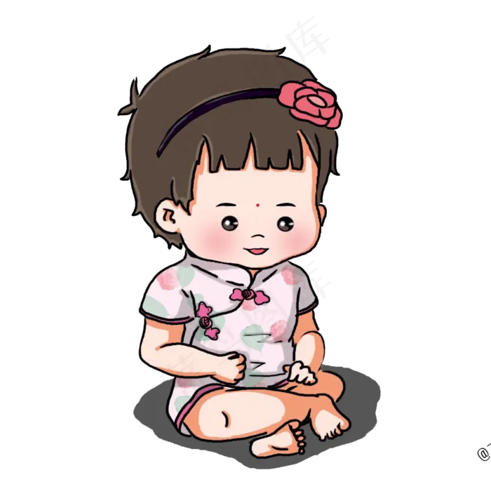 儿童节穿旗袍的小女孩(981*981px 300 dpi )psd模版下载
