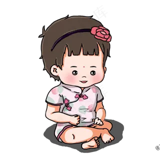 儿童节穿旗袍的小女孩