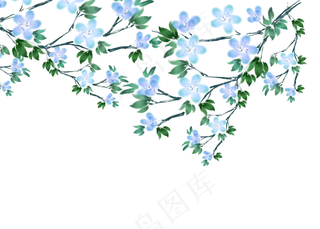 古风蓝色花枝