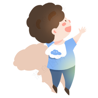 卡通小男孩在玩耍