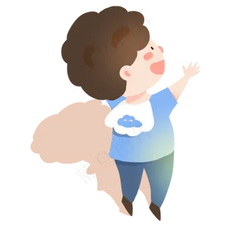 卡通小男孩在玩耍