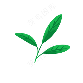 手绘扁平绿色叶子