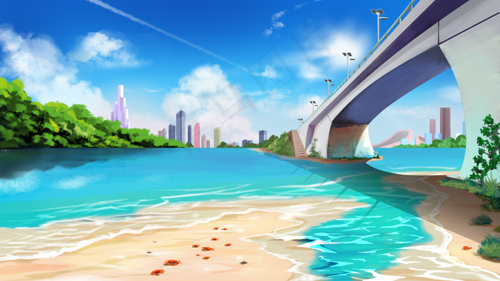 夏季手绘插画背景
