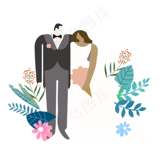 婚礼季温馨扁平化矢量免扣