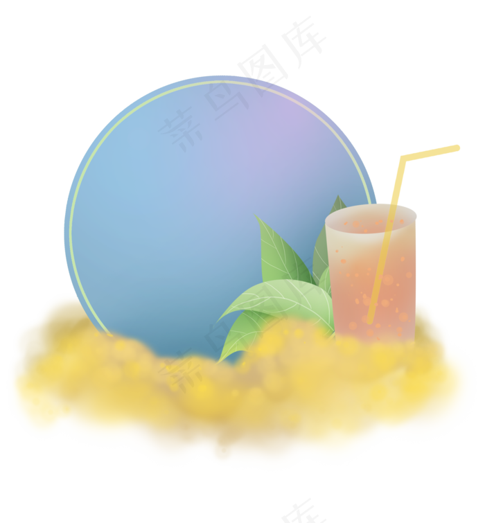 夏季果汁文字框,免抠元素