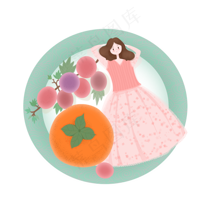 美女水果创意果盘