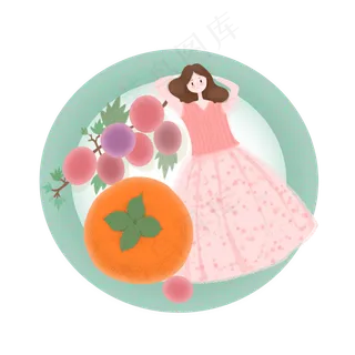 美女水果创意果盘