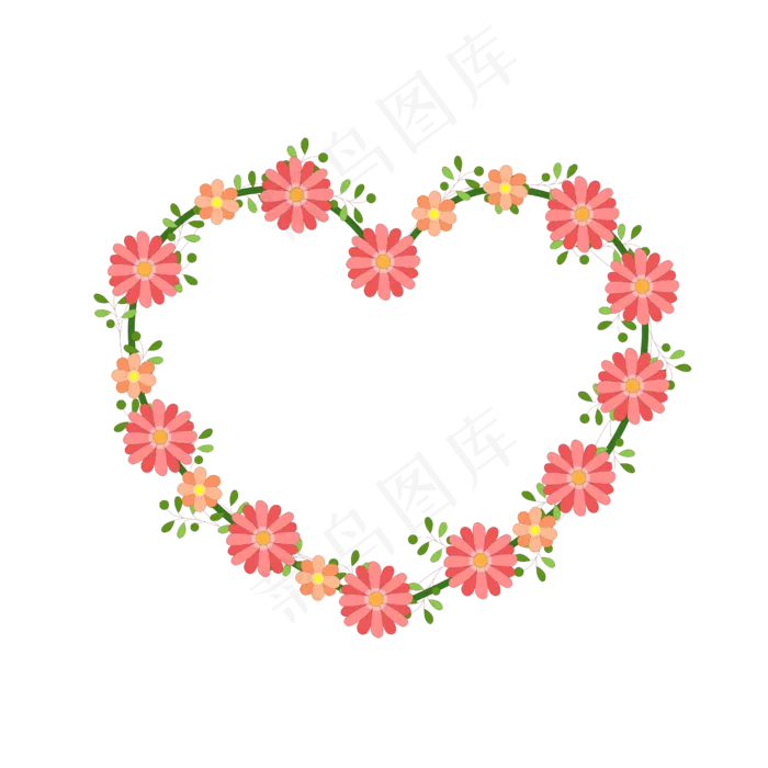 矢量手绘爱心花环(4167*4167px 300 dpi )ai矢量模版下载