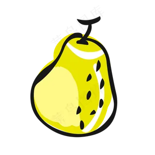 食物元素手绘可爱卡通水果梨