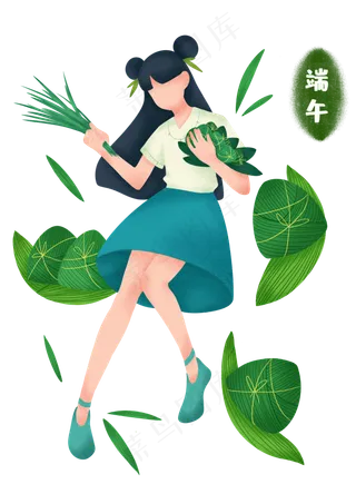 端午节包粽子女孩