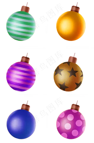 圣诞节彩色装饰球,免抠元素