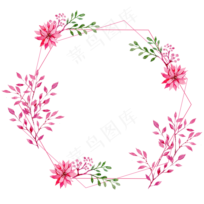 唯美水彩花朵边框(2200X2200(DPI:300))psd模版下载
