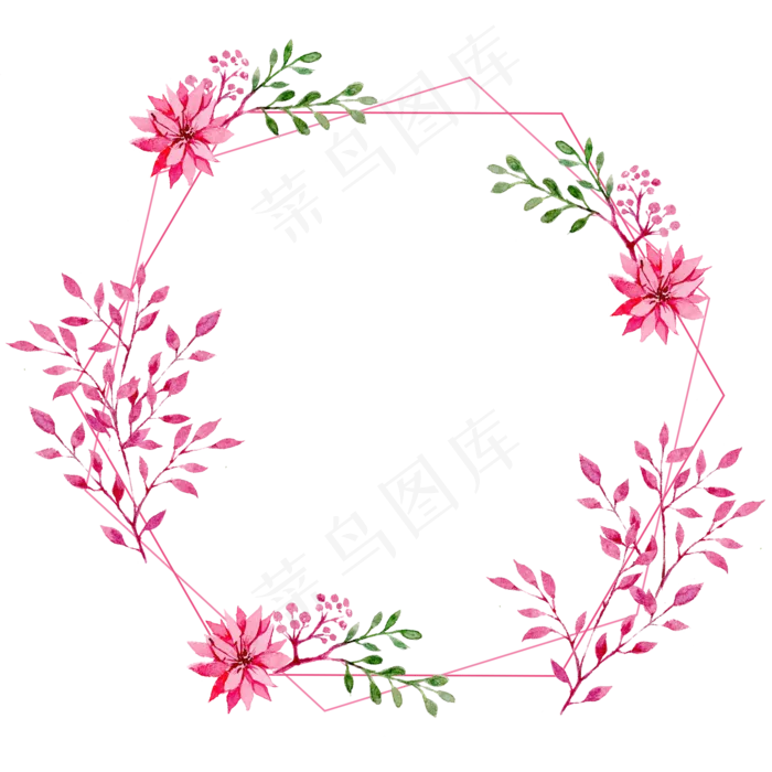 唯美水彩花朵边框(2200X2200(DPI:300))psd模版下载