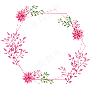 唯美水彩花朵边框