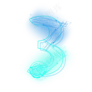 科技线条蓝色绿色数字3