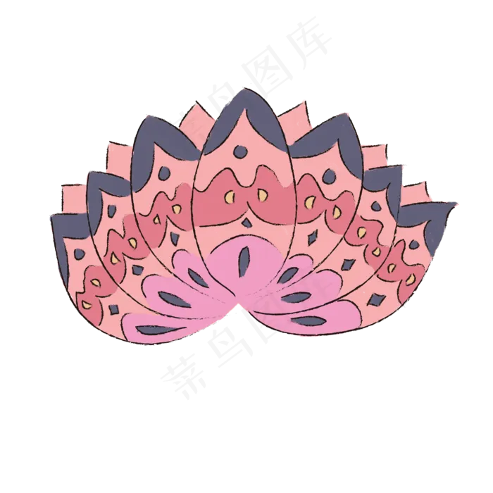 手绘清新民族风荷花花纹(3000X3000(DPI:300))psd模版下载
