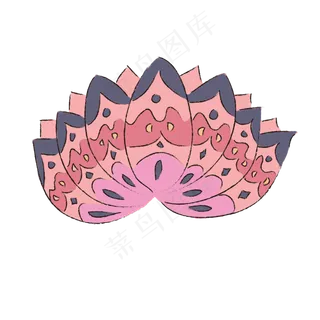 手绘清新民族风荷花花纹