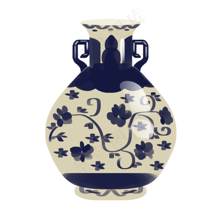 中国风青花瓷花瓶(2000X2000(DPI:300))psd模版下载