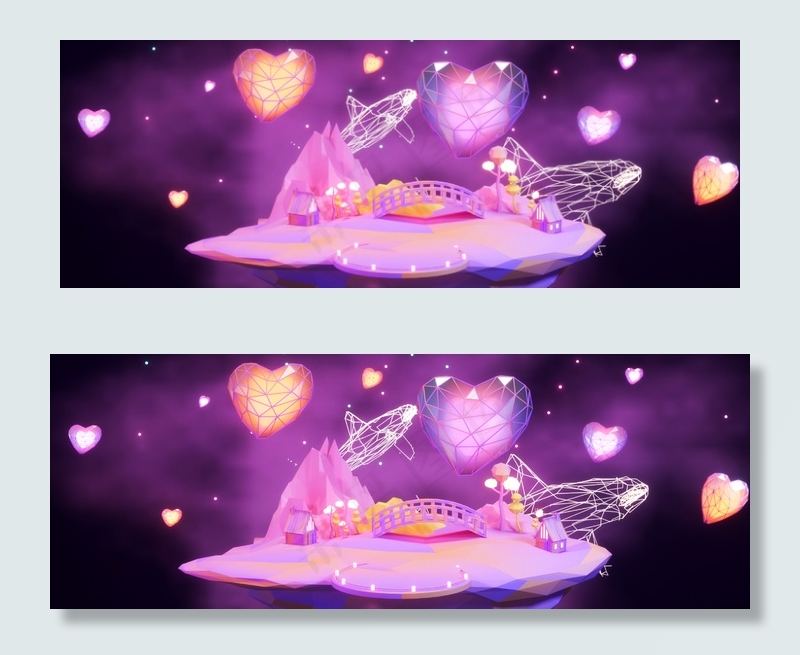 C4D七夕唯美电商展台