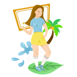 立夏拿花枝女孩