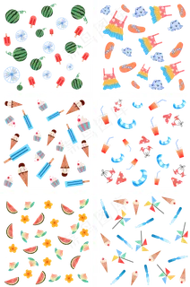 夏天水果冰淇淋扁平风清新底纹