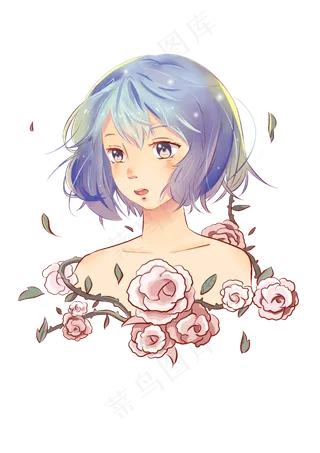 日系荆棘蔷薇花少女