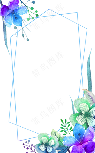 植物蓝色花朵装饰边框