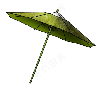 古典油纸伞唯美中国风绿色PNG,免抠元素