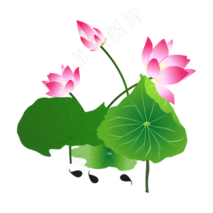 矢量卡通粉色莲花