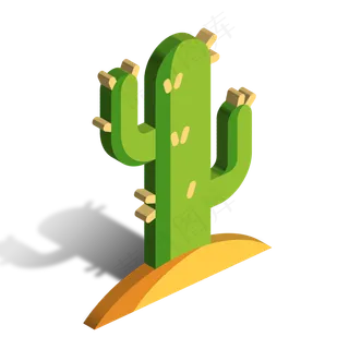 2.5D风格仙人掌植物元素,免抠元素