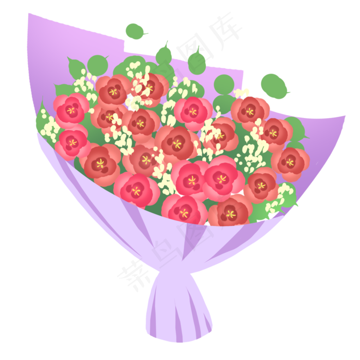 浪漫的花束红色玫瑰(3000X3000(DPI:300))psd模版下载