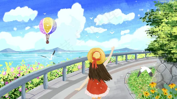夏天景色对热气球的你打招呼 夏天景色对热气球的你打招呼