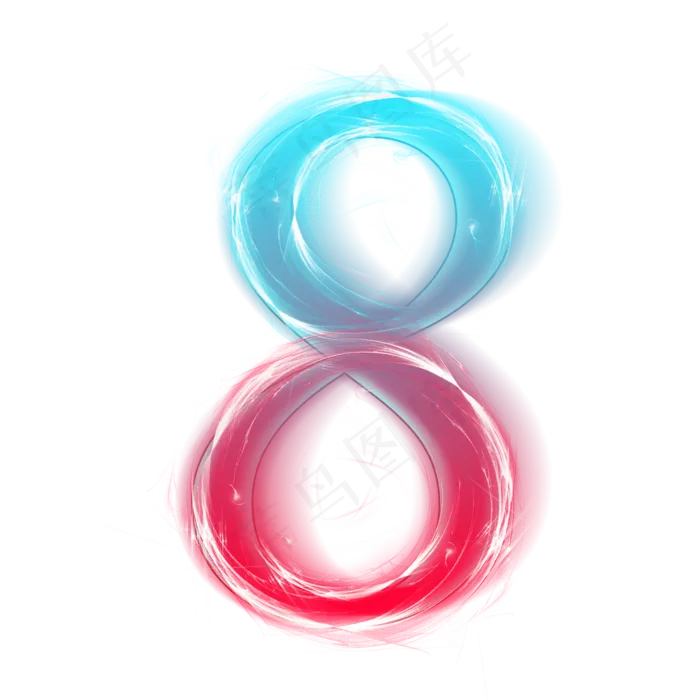 红蓝发光数字8(2000*2000px 	      )psd模版下载