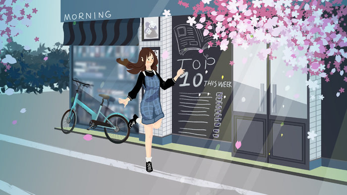 春天女孩樱花赏花(2880X1620(DPI:300))psd模版下载