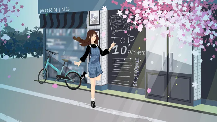 春天女孩樱花赏花(2880X1620(DPI:300))psd模版下载