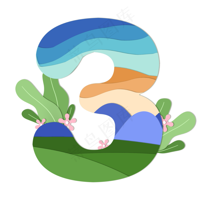 剪纸风创意数字下载