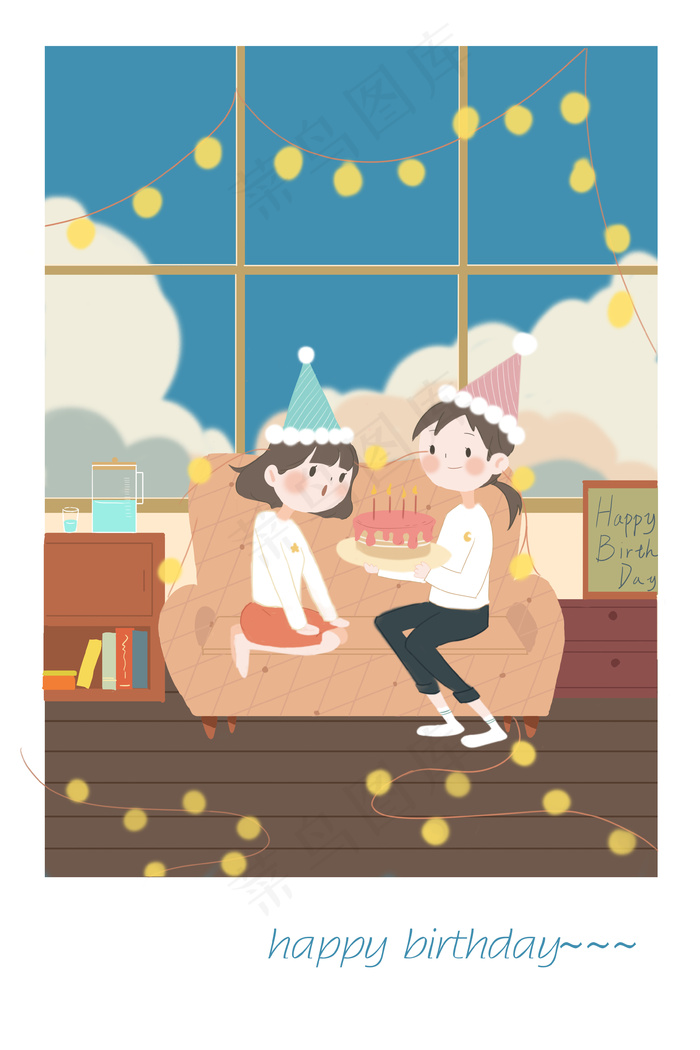 亲子生日快乐母女生日蛋糕儿童孩子(3545*5315px 300 dpi )psd模版下载