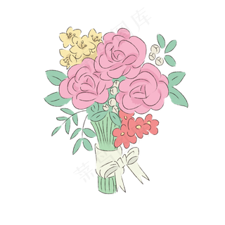 清新手绘浪漫婚礼捧花
