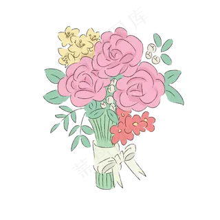 清新手绘浪漫婚礼捧花